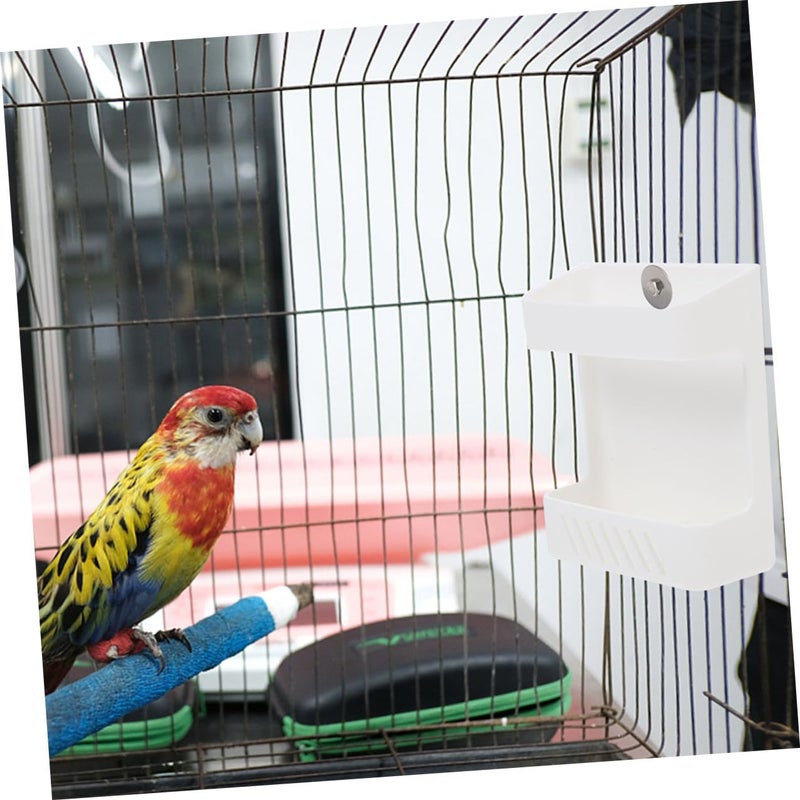 White Bird Feeder Basket Food Dispenser Vegetable Fruit Holder For Cockatiel Small Birds - Image 5