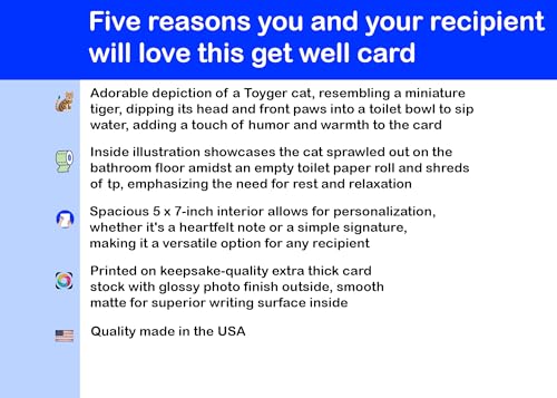Glory To Dog Remember to Drink Plenty of Fluids (Cat Version) and Get Lots of Rest! Get Well Soon! Card with Greeting Card Envelope - Image 3