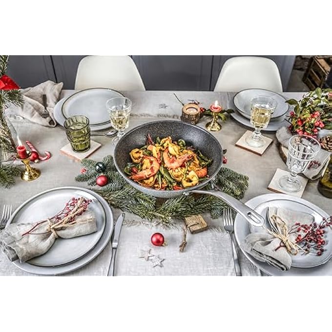 بالاريني مقلاة ووك سالينا جرانيتيوم 30 سم، صنع في إيطاليا، هيكل من الألومنيوم، مقبض من الفولاذ المقاوم للصدأ، طلاء جرانيتيوم، مقاوم للخدش من التيتانيوم، مناسب لجميع المواقد، آمن للاستخدام في الفرن، خالٍ من مادة PFOA - Image 5