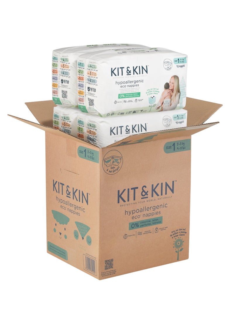 Kit & Kin Eco Diapers Size 1 4 x 40 Diapers - Image 1