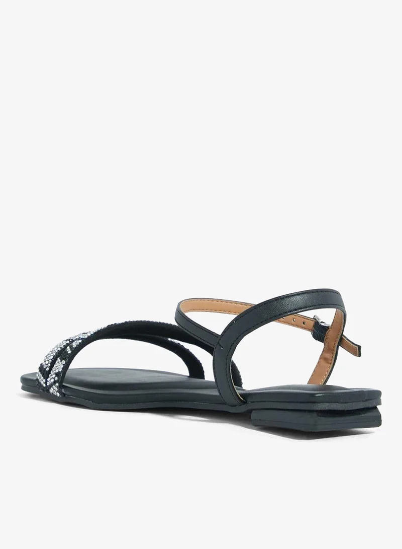 VIZZANO Black Sandals for Women with Back Strap – Stylish & Supportive sling Back Ladies Sandals for Women | Best Price UAE