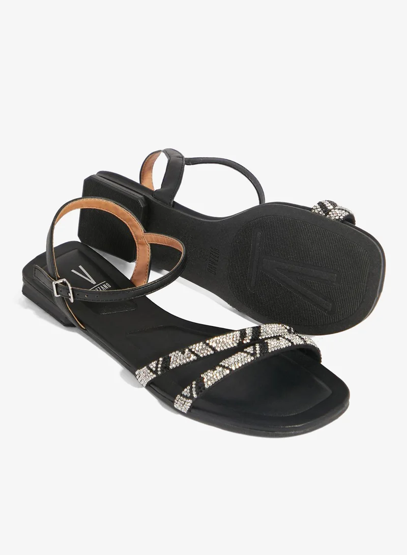 VIZZANO Black Sandals for Women with Back Strap – Stylish & Supportive sling Back Ladies Sandals for Women | Best Price UAE