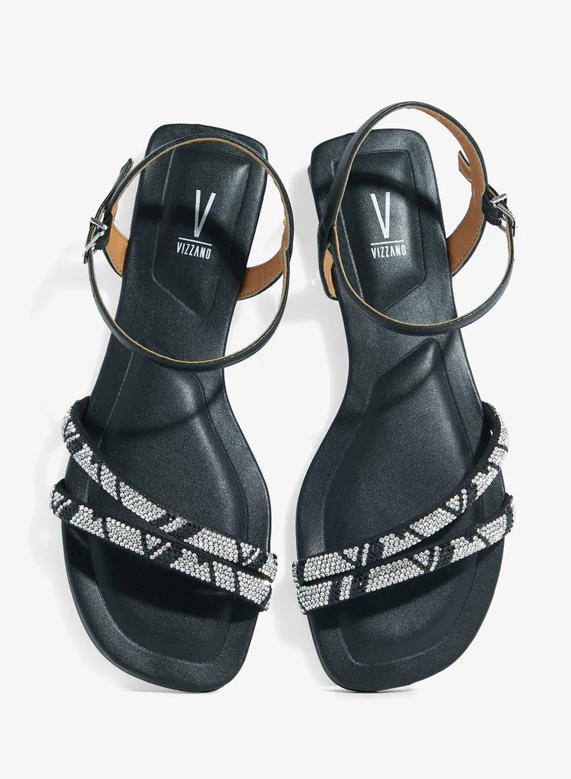 VIZZANO Black Sandals for Women with Back Strap – Stylish & Supportive sling Back Ladies Sandals for Women | Best Price UAE
