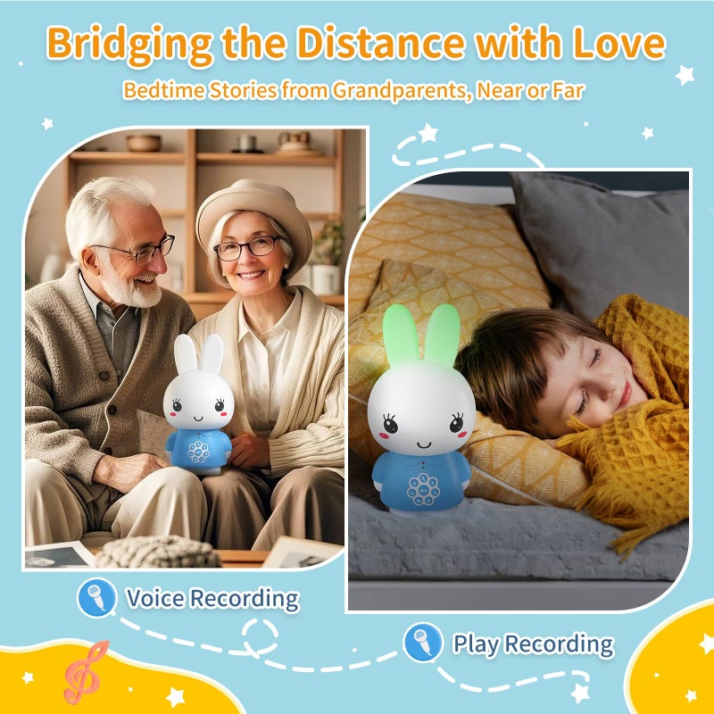alilo Honey Bunny Kids Music Story Audio Player for Toddlers 1-5, Baby Boy Girl Easter Gifts, Pre-Loaded 16 Stories/48 Nursery Rhymes/12 Soothing Music, with Nightlight,Voice Recording - Image 4