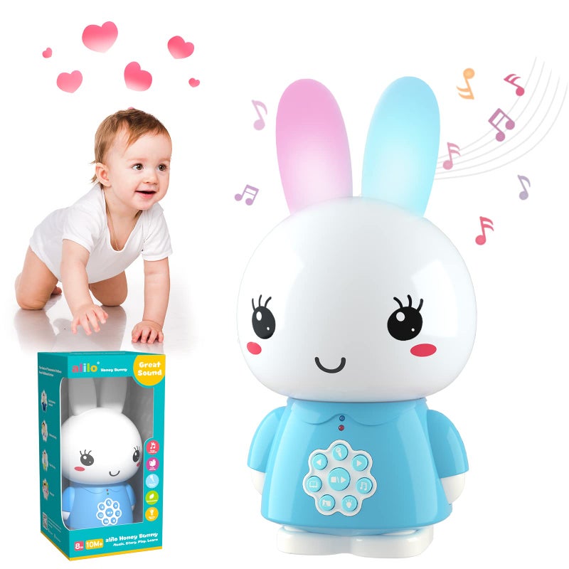 alilo Honey Bunny Kids Music Story Audio Player for Toddlers 1-5, Baby Boy Girl Easter Gifts, Pre-Loaded 16 Stories/48 Nursery Rhymes/12 Soothing Music, with Nightlight,Voice Recording - Image 1