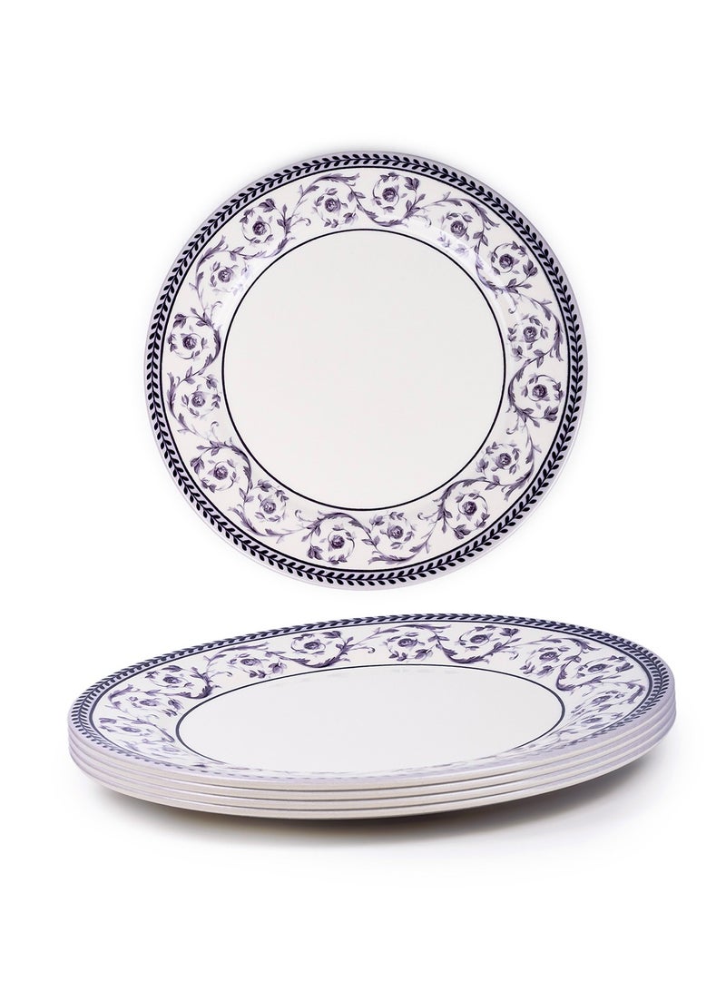 Claytan Callista Floral Pattern 8.2 inch Ceramic Salad Plate (White, Set Of 4) - Image 1