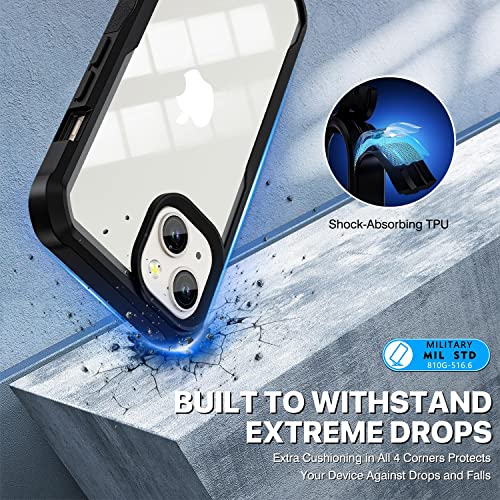 CENHUFO Privacy for iPhone 14 Case/iPhone 13 Case, Full Body Phone Case with Built-in 9H Tempered Glass Privacy Screen Protector and Camera Lens Protector, Shockproof Bumper Clear Cover - Black - Image 5