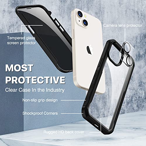 CENHUFO Privacy for iPhone 14 Case/iPhone 13 Case, Full Body Phone Case with Built-in 9H Tempered Glass Privacy Screen Protector and Camera Lens Protector, Shockproof Bumper Clear Cover - Black - Image 3