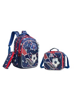 Eazy Kids 17 Inch Set Of 3 School Bag With Lunch Bag And Pencil Case Football - Blue  - Image 1