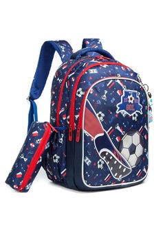 Eazy Kids 17 Inch Set Of 3 School Bag With Lunch Bag And Pencil Case Football - Blue  - Image 4