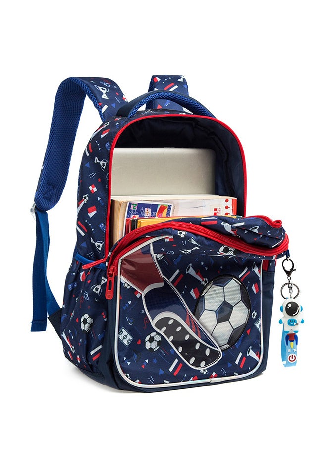 Eazy Kids 17 Inch Set Of 3 School Bag With Lunch Bag And Pencil Case Football - Blue  - Image 5