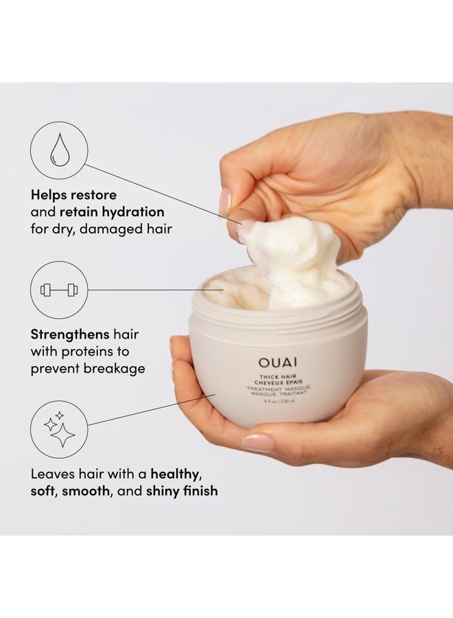 Ouai قناع الشعر السميك - علاج الشعر مع زيت اللوز وزيت الزيتون والكيراتين المعالج لاستعادة الشعر التالف - قناع شعر خالي من الفثالات والبارابين (8 أونصة سائلة) - Image 2