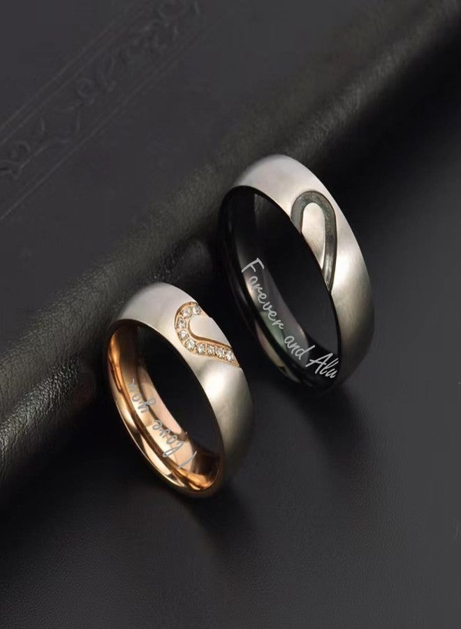 KunBead Puzzle Heart Matching Couple Necklace I Love You Forever and Always Ring Necklaces for Him and Her sets for 2 - Image 4