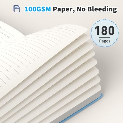 Oucaru Lined Journal Notebook, 4 Pack, 180 Pages, A5 Journals for Writing, 100 GSM Thick Paper, Small Notebooks Daily Journal for Women Men Work, Business, School, Travel Supplies - Image 4