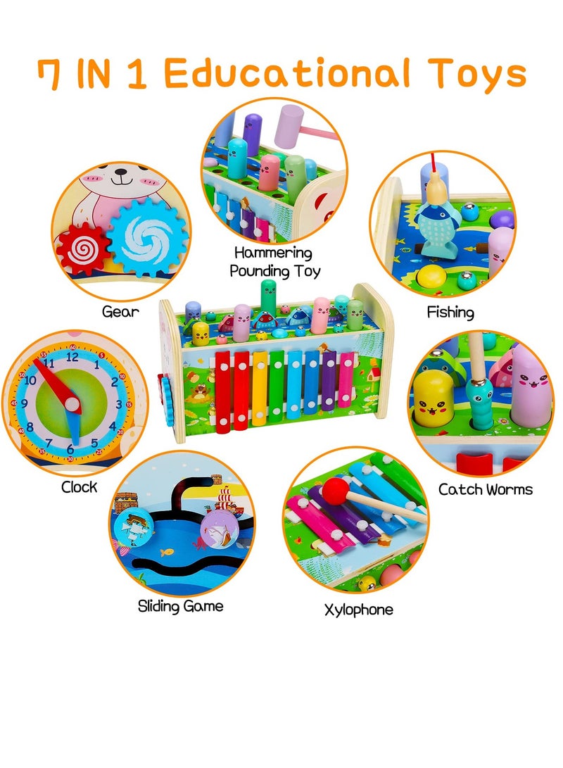 Educational Wooden Montessori Toys for Toddler Sensory Toy Developmental Learning Hammering Pounding Toys Xylophone Fine Motor Skill Toy 1-3 Preschool Activity - Image 4