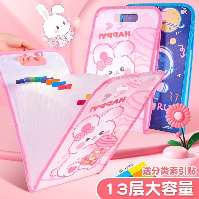 Portable Accordion Bag A4 Student Multi-Layer Accordion Folder Briefcase Subject Vertical Test Paper Storage Bag - Image 2
