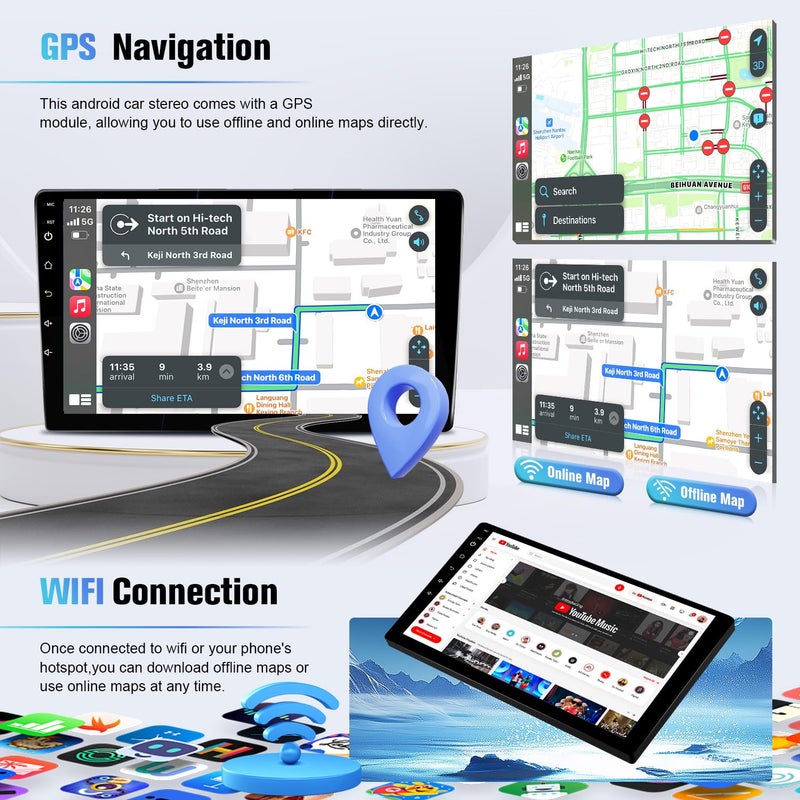 Naifay Android Car Radio for Ford Transit 2013 2014 2015 2016 2017 2018 2019 Stereo, 9inch IPS Touch Screen for Transit Car Stereo with Carplay Android Auto/FM/Bluetooth/GPS/WiFi/Camera/MIC - Image 4