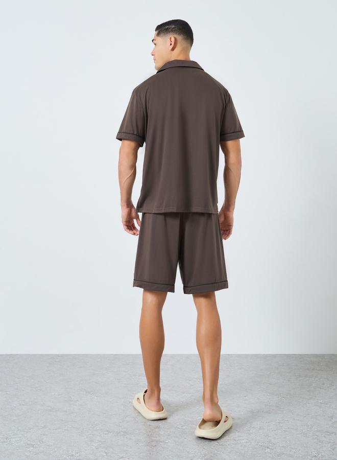 Styli Men Relaxed Fit Solid Shirt and Shorts Set - Image 5