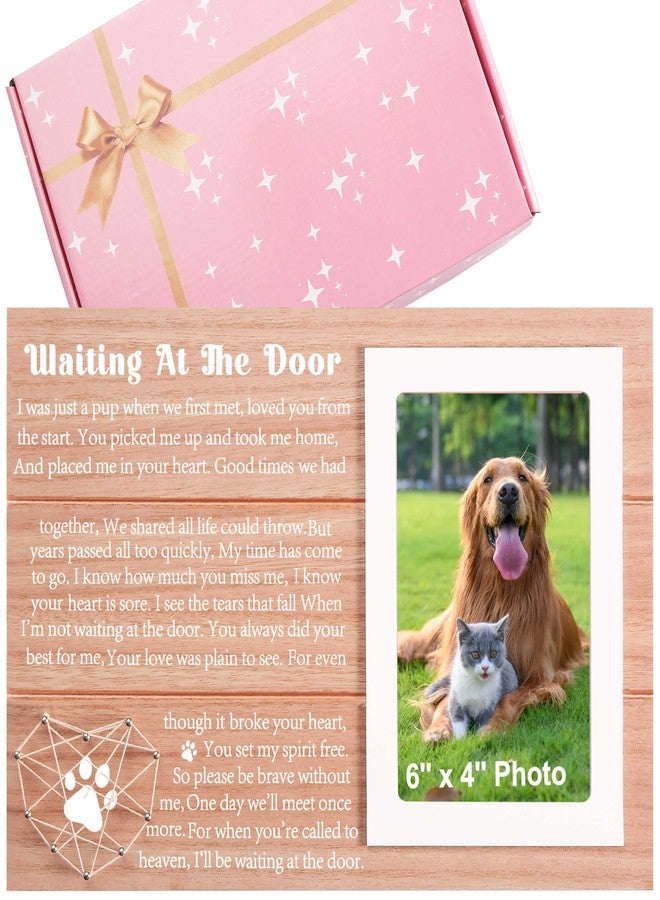 Sioial Pet Memorial Gift for Loss of Dog Pet Owner -Puppy Remembrance Gift-Puppy Sympathy Wooden Photo Frame Present-Picture Frame Present-Waiting At The Door Dog - Image 1