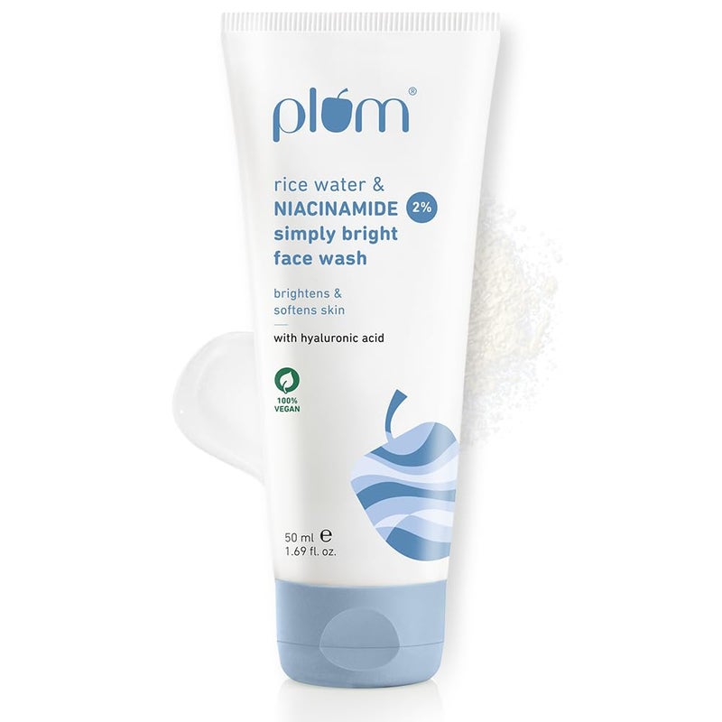 Plum Simply Bright 2% Niacinamide Face Wash With Rice Water - 50 ml - Image 1