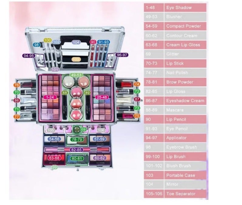 MISS YOUNG Professional Multi functional Makeup Kit 106pcs Makeup Tools Eyeshadow Lipstick 1149 - Image 2