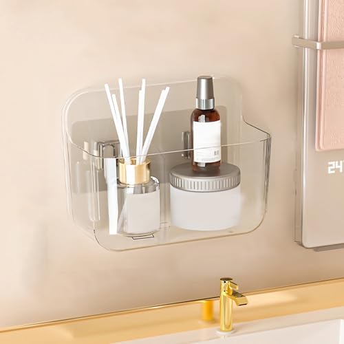 Diesisa Acrylic Wall Mount Organizer, Self Adhesive Organizer for Wall, Cabinet Door Organizer, No Drilling Hang Walls, with 2 Compartments, for Bathroom, Pantry, Kitchen, Utility Room - Image 1