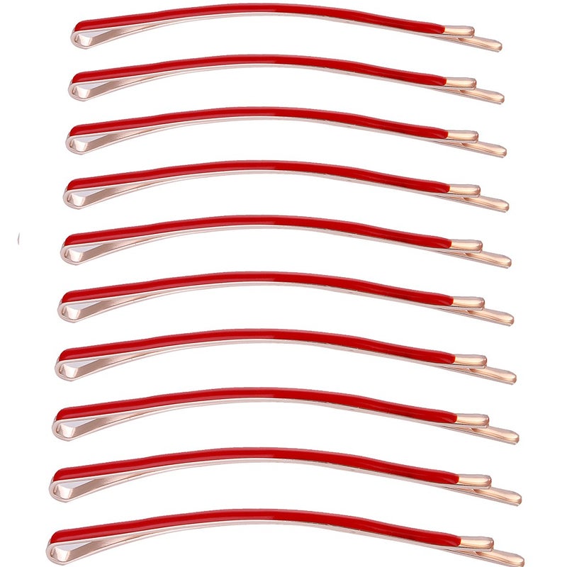 LONEEDY Yishenyishi Pack of 10 Curved Jumbo Bobby PinsHair Clips Red10pcs