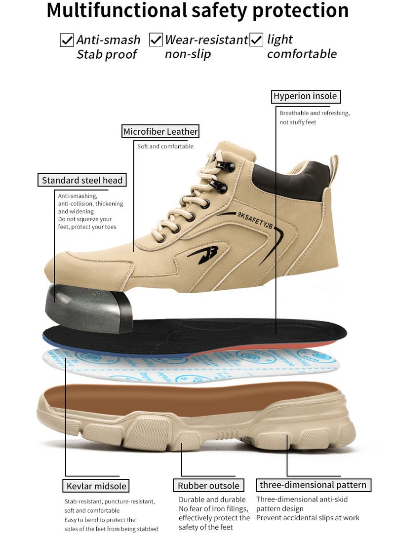Waterproof Men's Work Boots Steel Toe Safety Shoes Non-Slip Lightweight Industrial Sneakers