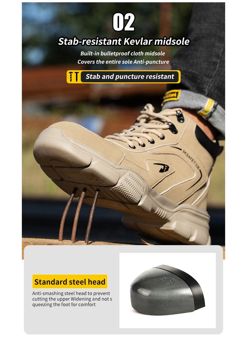 Waterproof Men's Work Boots Steel Toe Safety Shoes Non-Slip Lightweight Industrial Sneakers