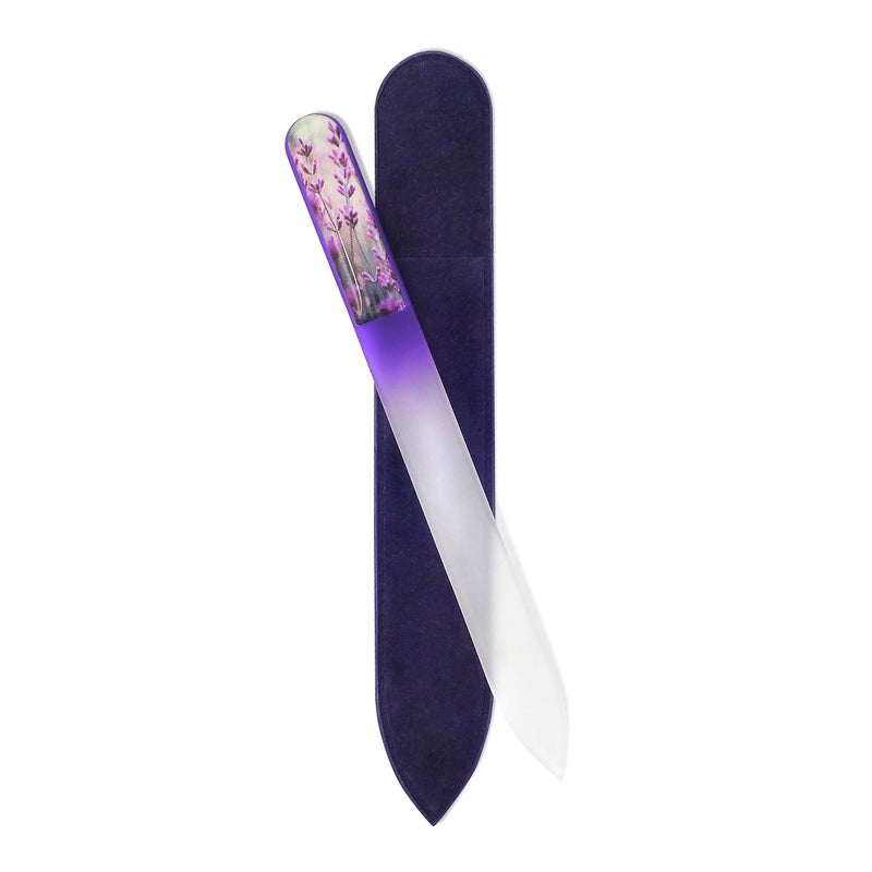 GLADZY 3D Czech Glass Nail File with Case â€“ Crystal Nail File for Natural Nails, Double Sided Dual Grit Coarse & Smooth Etched Surface, Comfort 3D Grip Handle, Professional Manicure Tool, Made in EU - Image 1