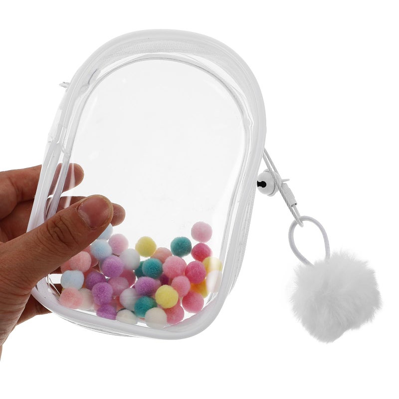 Pink Portable Doll Storage Bag with Zipper Closure and Pom Pom Keychain Dustproof Travel Case - Image 4