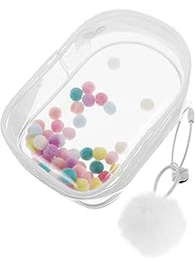 Pink Portable Doll Storage Bag with Zipper Closure and Pom Pom Keychain Dustproof Travel Case - Image 1