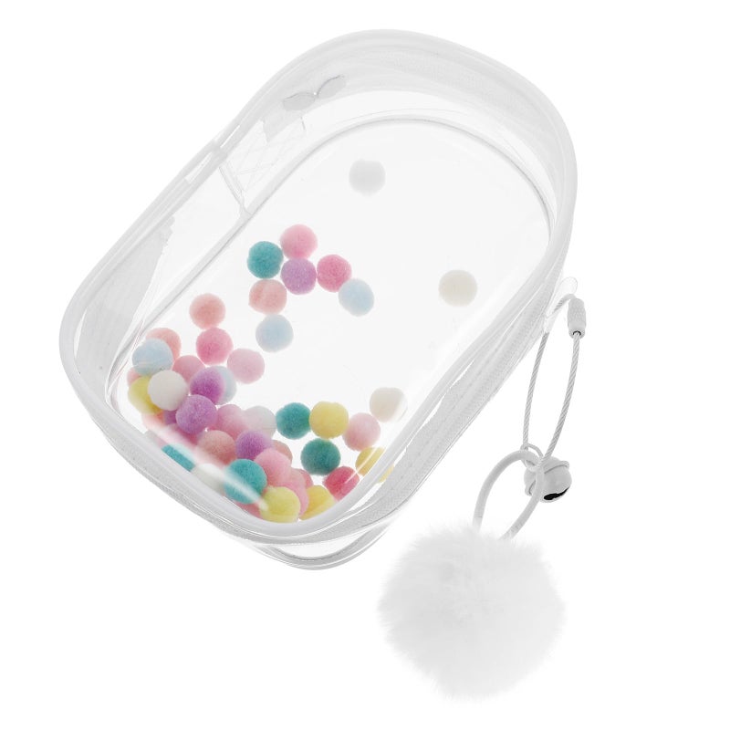 Pink Portable Doll Storage Bag with Zipper Closure and Pom Pom Keychain Dustproof Travel Case - Image 2