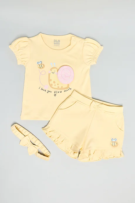 R&B Printed Top & Shorts with Headband Set