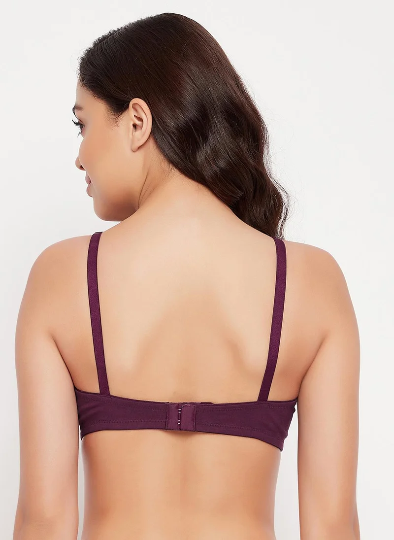 كلوفيا Clovia Non-Padded Non-Wired Full Coverage Spacer Cup T-shirt Bra in Purple - Cotton