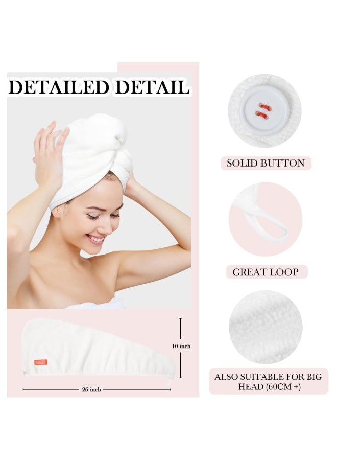 YoulerTex - Youlertex Microfiber Hair Towel Wrap  Women 2 Pack 10 Inch X 26 Inch  Super Absorbent Quick Dry Hair Turban For Drying Curly Long And Thick Hair  Peachy Beige White - Image 1