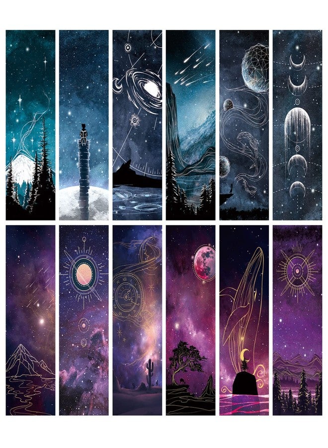 Anseal Cool Space Starry Night Bookmark, Bookmarks for Book Lovers, Bulk Bookmarks for Men, Unique Book Mark for Boys, Girls, Students, Classroom Gifts, School Prize, Reading Present - Image 1