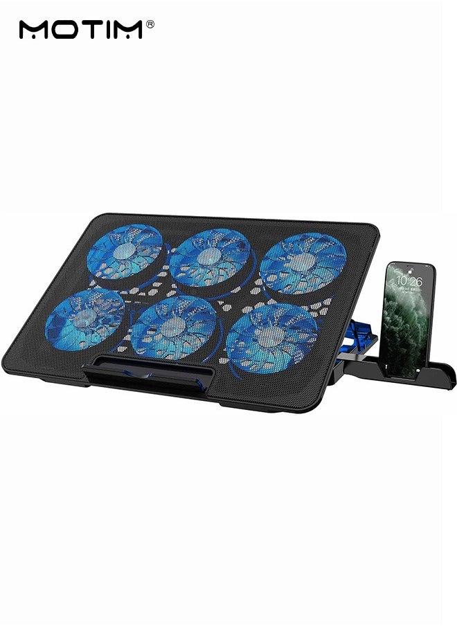 Motim Laptop Cooling Pad with Phone Holder, Gaming Notebook Cooler for Desk and Lap Use, Laptop Fan Stand, Adjustable Wind Speed, Dual USB Ports  - Image 1