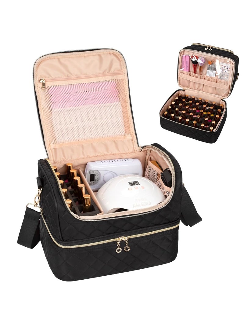 CUBETASTIC - Nail Polish Organizer Case, Nail Organizers And Storage Bag Holds 45 Bottles Nail Polish & Nail Lamp, Travel Nail Supplies Organizer Carrying Case with Nail Tech Kit & Manicure Tools Storage Sections - Image 1