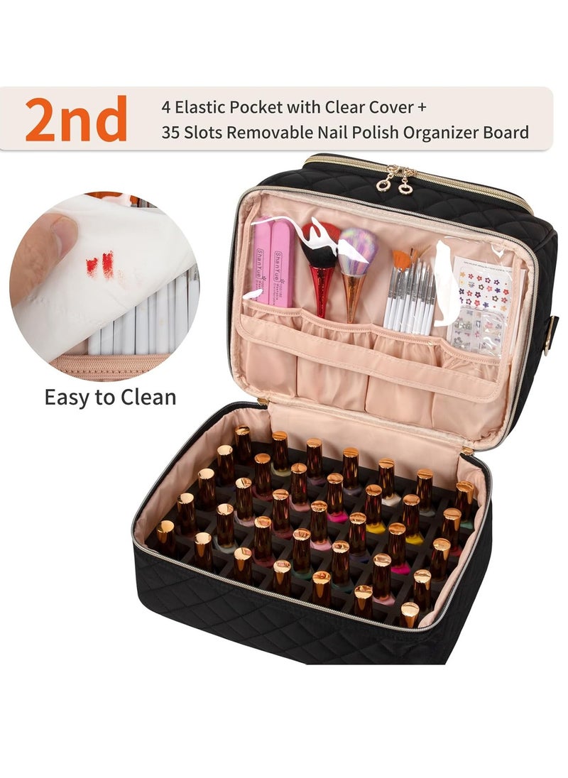 CUBETASTIC - Nail Polish Organizer Case, Nail Organizers And Storage Bag Holds 45 Bottles Nail Polish & Nail Lamp, Travel Nail Supplies Organizer Carrying Case with Nail Tech Kit & Manicure Tools Storage Sections - Image 1