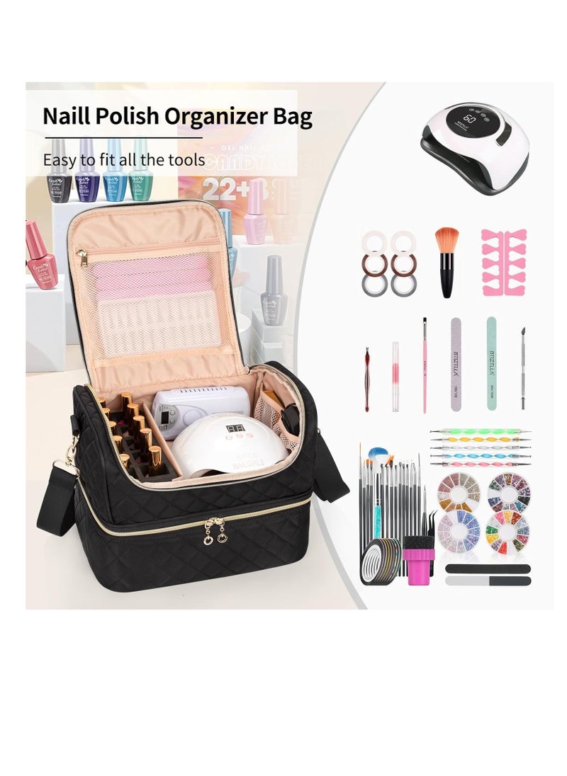 CUBETASTIC - Nail Polish Organizer Case, Nail Organizers And Storage Bag Holds 45 Bottles Nail Polish & Nail Lamp, Travel Nail Supplies Organizer Carrying Case with Nail Tech Kit & Manicure Tools Storage Sections - Image 1