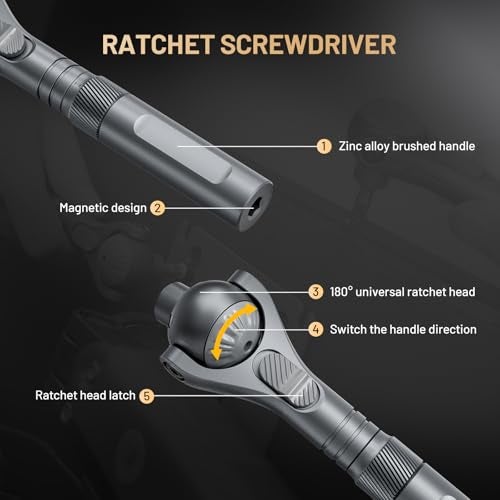 ATuMan 40 in 1 magnetic ratchet screwdriver set with Detachable Handle, 180° Ratchet Head, 45-Tooth Mechanism, Magnetic Tool Kit with Case for Computer, Electronics Repair, Ideal for Home, DIY - Image 2
