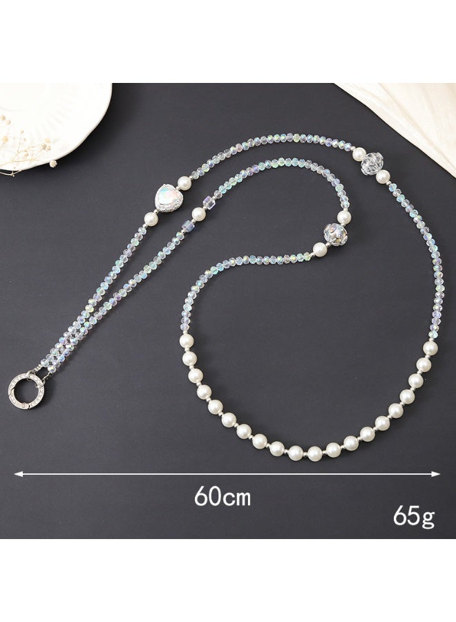 NIBEMINENT Super Cute Beaded Phone Charm – Trendy Phone Chain Wrist Strap, Shining Beads Chain Lanyard for Cell Phone