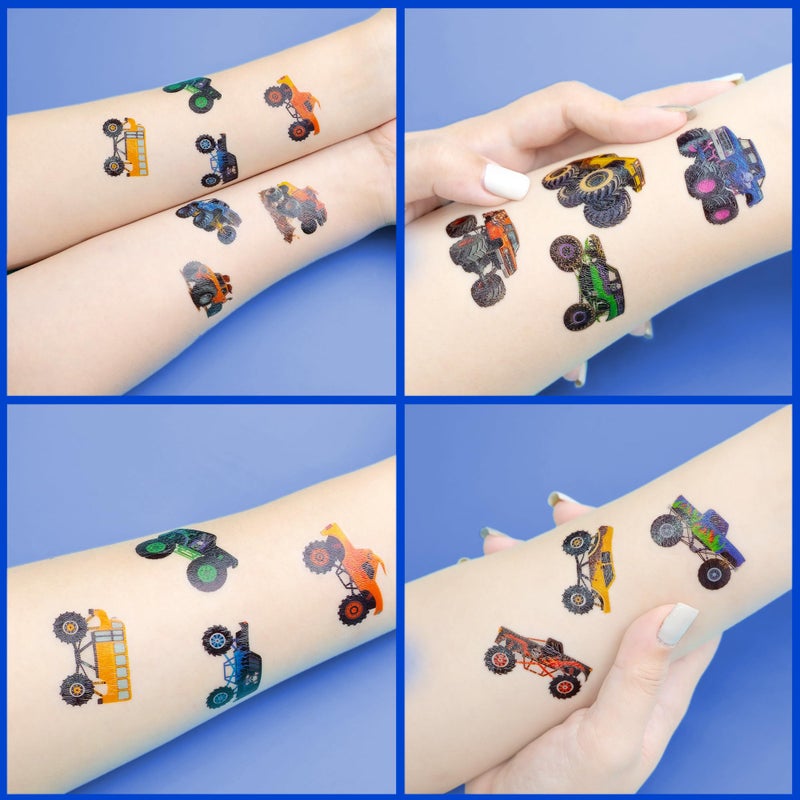 91TATTOOS 120 PCS Monster Truck Race Car Pre-Cut Temporary Tattoos for Kids | Super Cute Themed Birthday Party Favors, Supplies, Decorations, Fake Tattoo Stickers, Rewards & Gifts for Boys Girls - Image 5