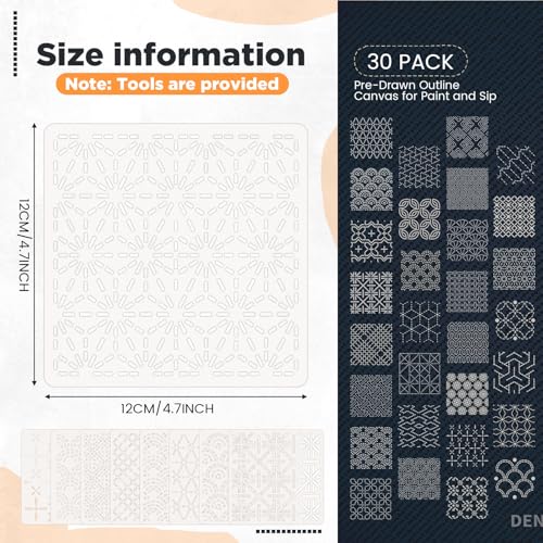 Affrolling 30 Pcs Plastic Sashiko Stencil 4.7 x 4.7 Inch Geometric Sashiko Pattern Template Drawing Line Quilting Stencil Embroidery Pattern Stabilizers for Sewing Hand Quilting and Embroidery - Image 2