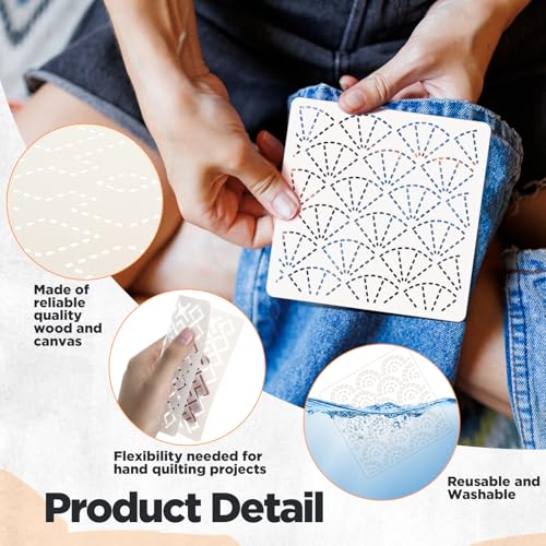 Affrolling 30 Pcs Plastic Sashiko Stencil 4.7 x 4.7 Inch Geometric Sashiko Pattern Template Drawing Line Quilting Stencil Embroidery Pattern Stabilizers for Sewing Hand Quilting and Embroidery - Image 3