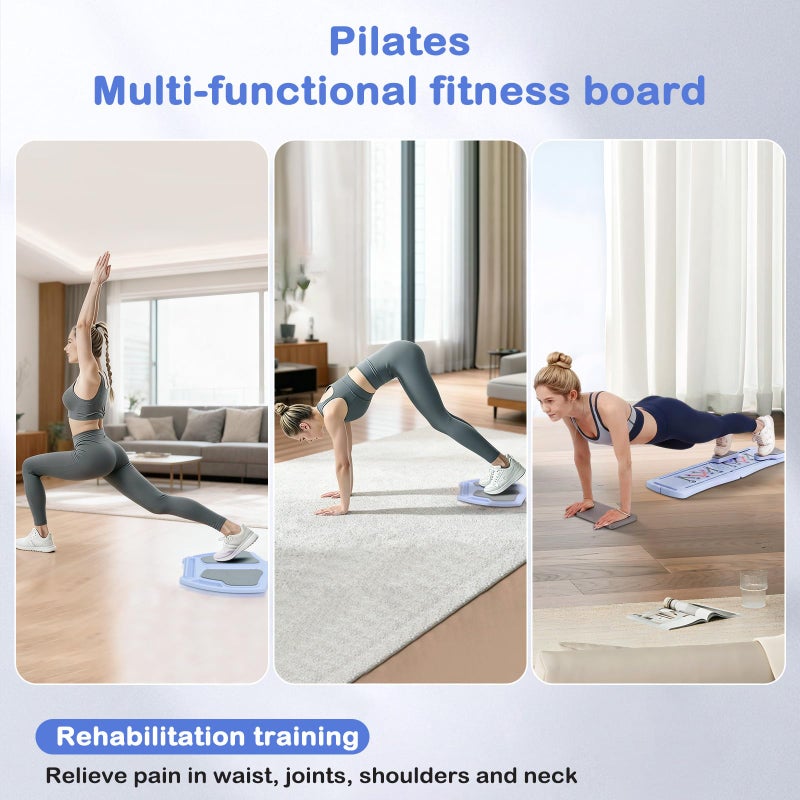 FAHKNS 6-in-1 Foldable Pilates Board Reformer Kit, Portable Home Gym Equipment with Resistance Bands, Ab Board, Smart Timer & Phone Holder, Full Body Workout for Women, Pink - Image 5