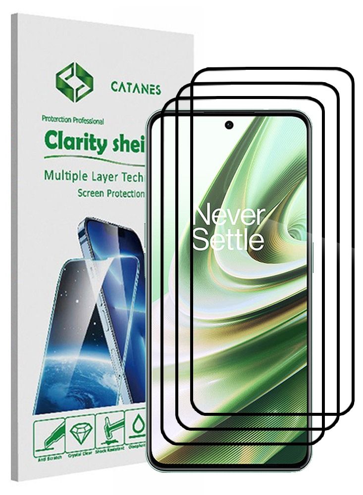 CATANES 3 Pack For OnePlus 10R Screen Protector Tempered Glass Full Glue Back - Image 1