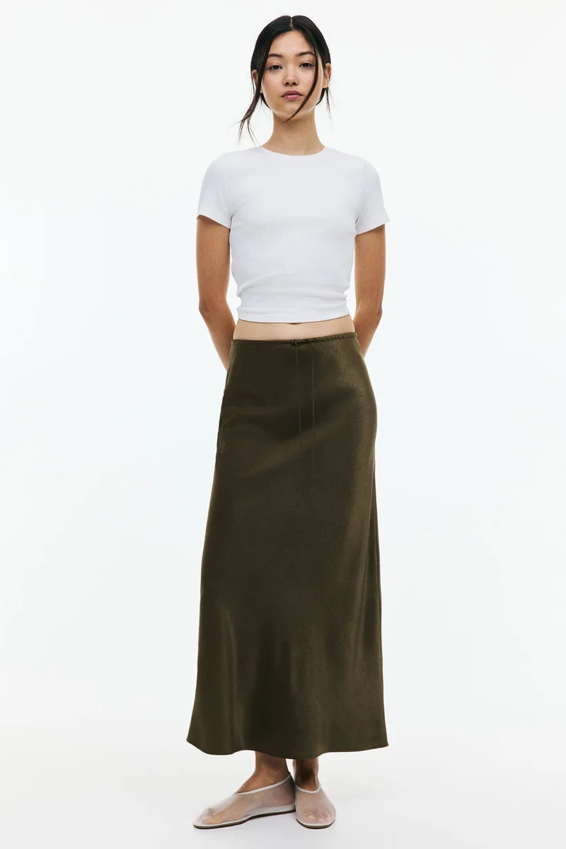 H&M Satin drawstring skirt