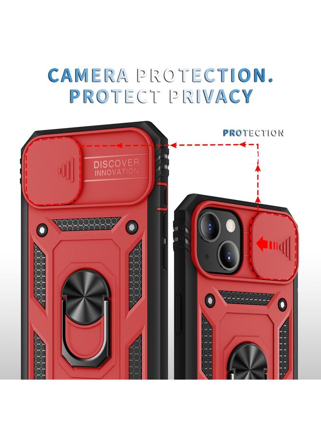S-TOP Case For iPhone 13 mini Sliding Camera Cover Design TPU + PC Protective Case with 360 Degree Rotating Holder & Card Slot - Image 4